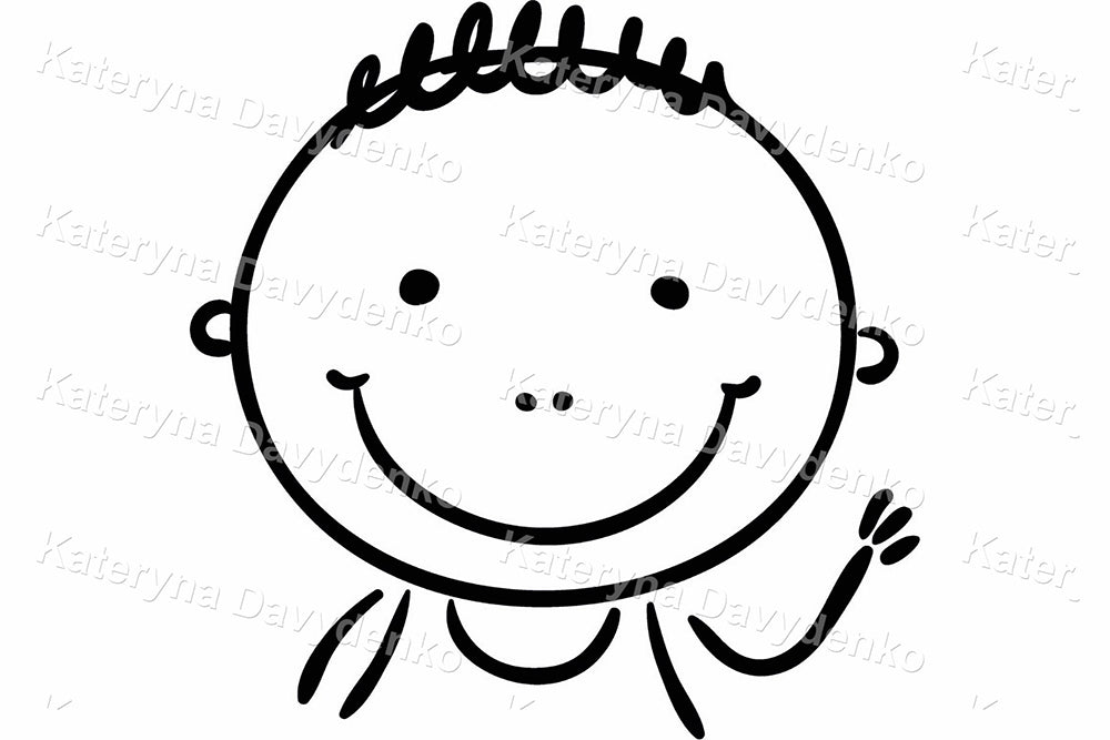 Kids Around the World Clipart – Black and White Earth Illustration