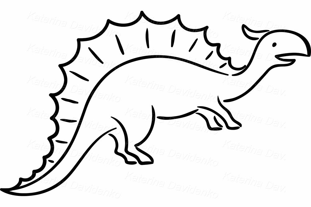 Black and White Dinosaur Clipart Set – Cute Prehistoric Vector