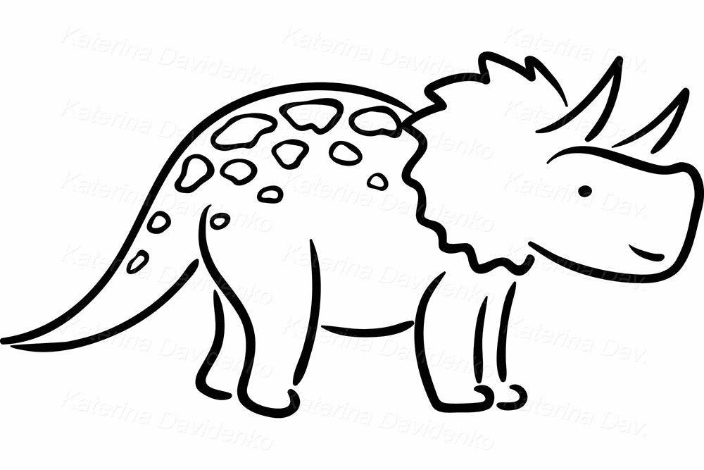Black and White Dinosaur Clipart Set – Cute Prehistoric Vector
