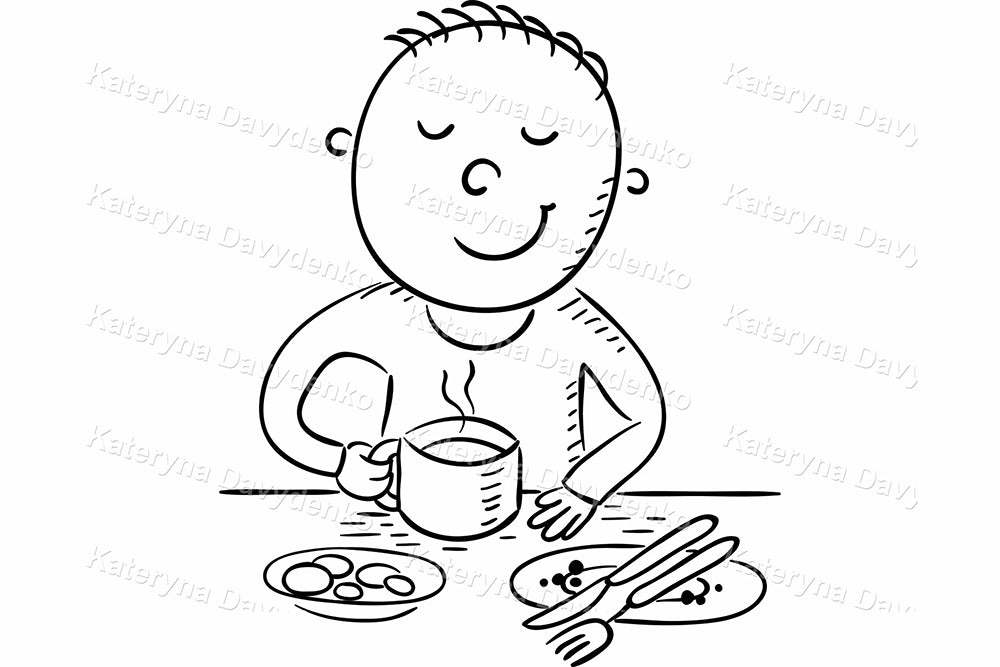 Adult Daily Routine. People Activities Clipart Set