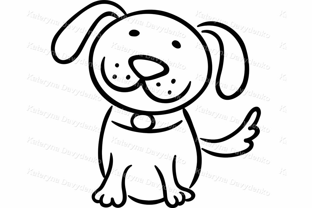 Set of cartoon pets. Black and white animals clipart