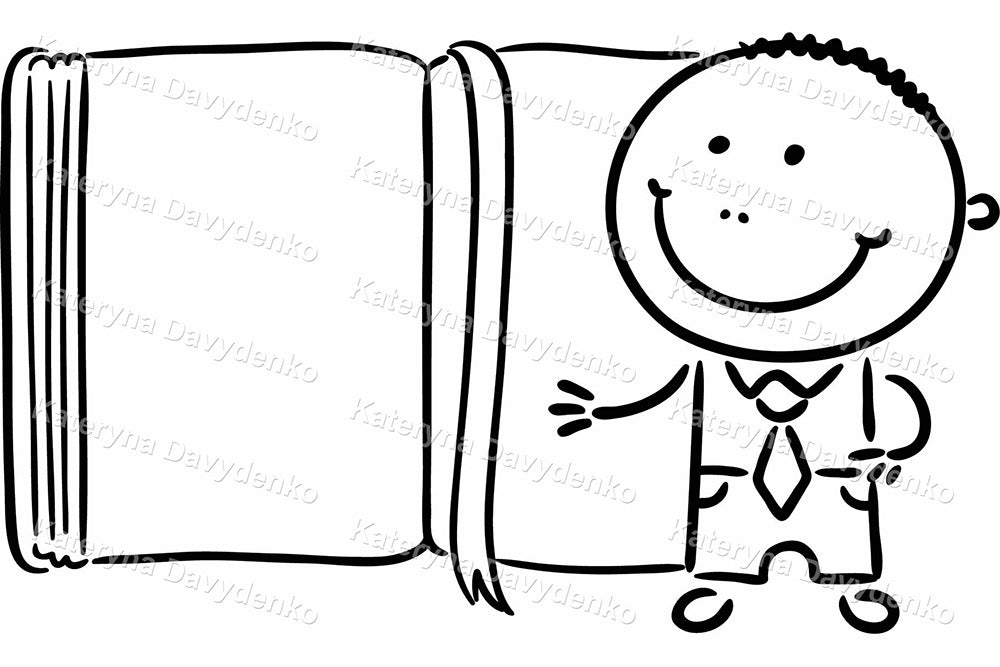 Black and White Clipart Set with Businessmen and Symbols