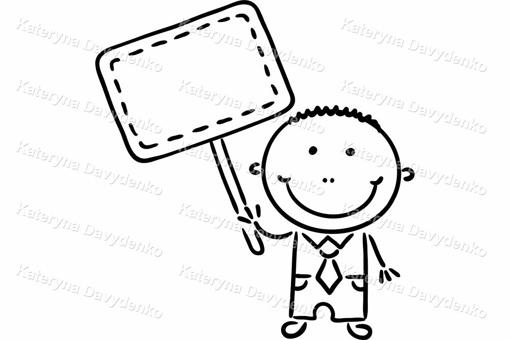 Black and White Clipart Set with Businessmen and Symbols