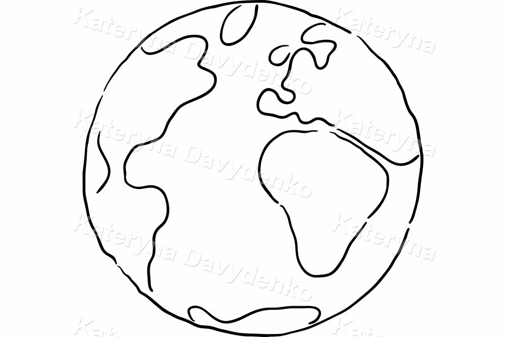 World Kids Around Globe – Black and White Vector Drawing