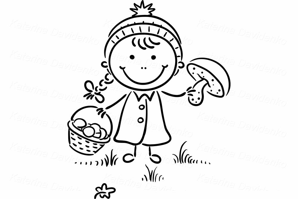 Autumn Kids Clipart – Hand-Drawn Fall Vector for Coloring Pages