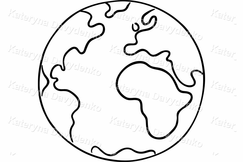 Kids Around the World Clipart – Black and White Earth Illustration