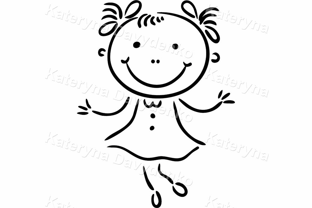 World Kids Around Globe – Black and White Vector Drawing
