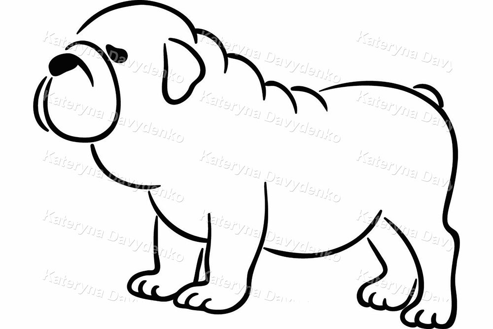 Cartoon Dogs Breed Frame Clipart. Outline Vector Illustration