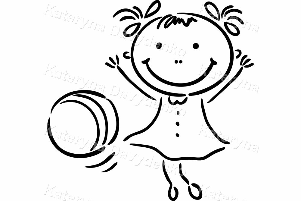 Black and White Girl Daily Routine – Doodle Vector Illustrations