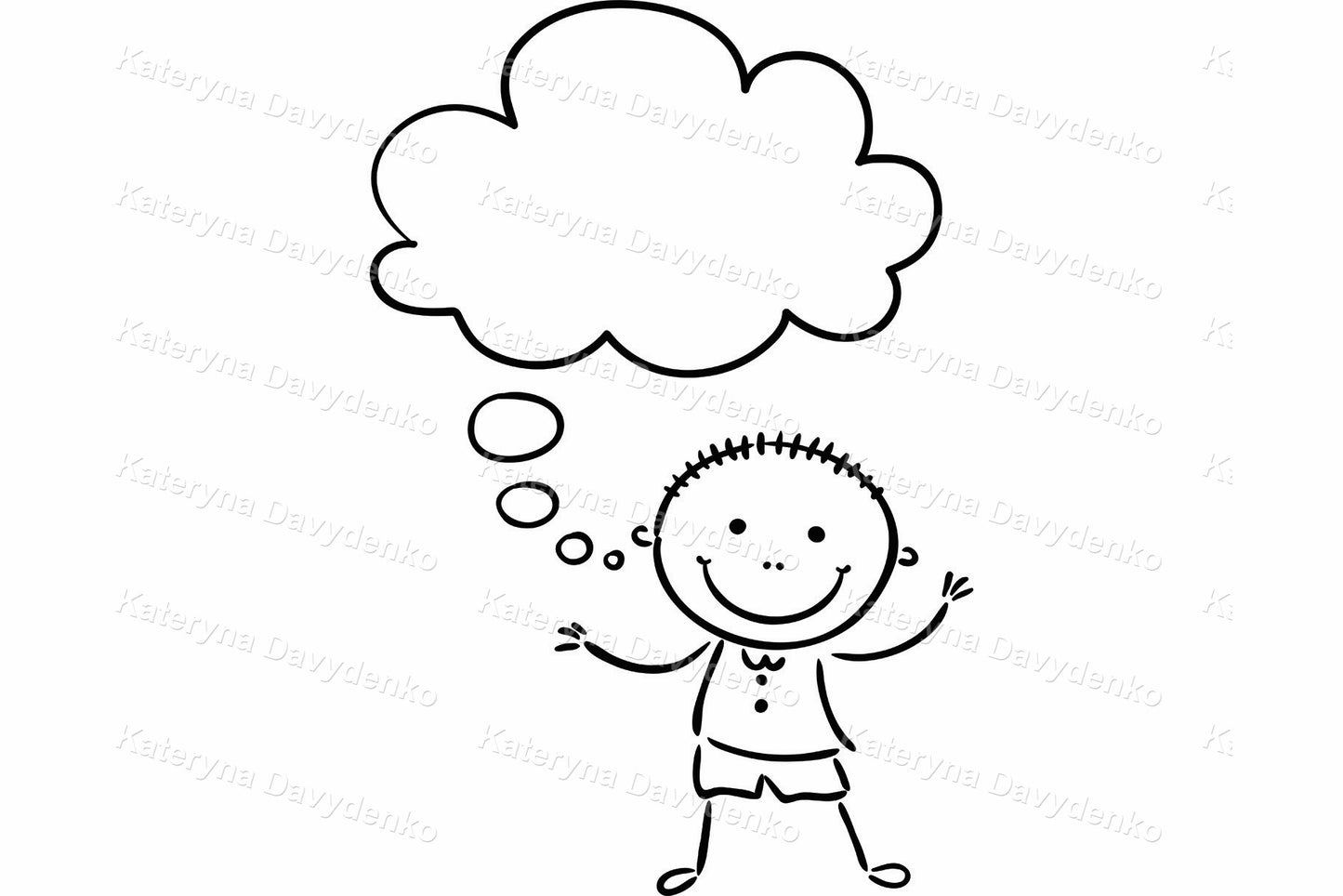 Speech bubbles kids clipart. Outline doodle set