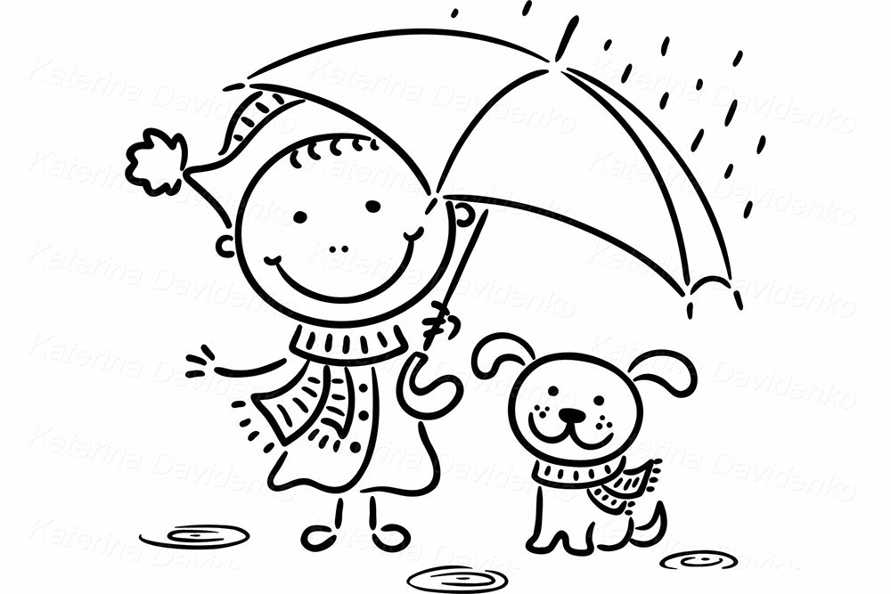 Autumn Kids Clipart – Hand-Drawn Fall Vector for Coloring Pages