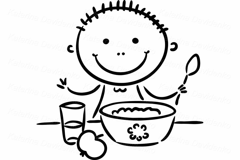 Boy Activities Clipart – Daily Routine Cartoon Black and White Set