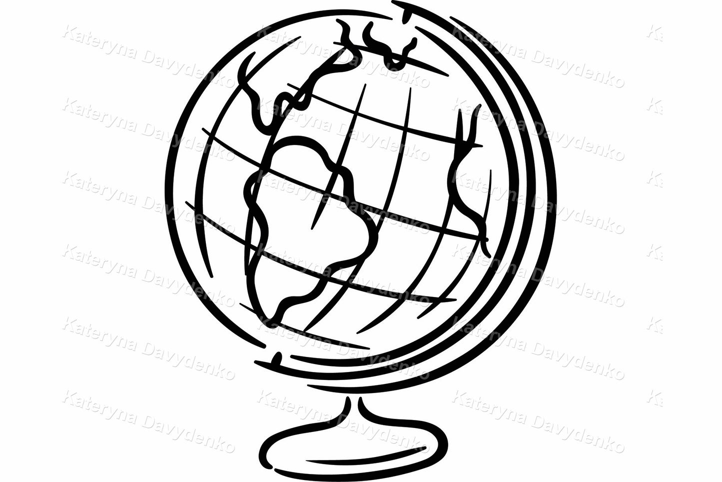Clipart set of school thing, different school subjects. Line art