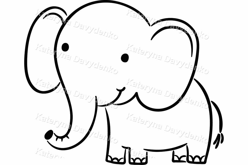 African Animals Outline Frame. Black and White Clipart Set