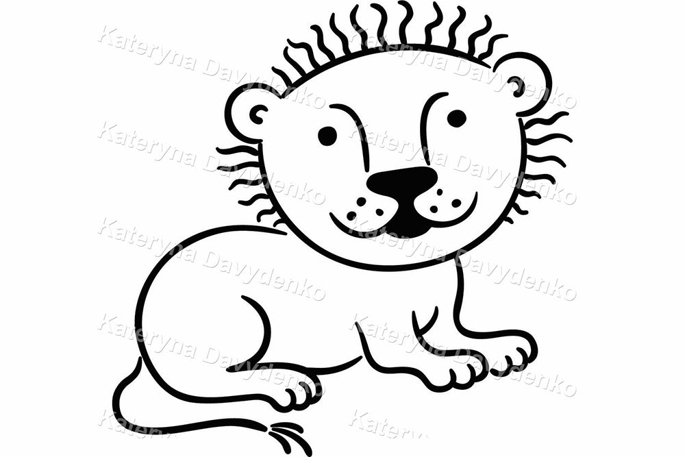African Animals Outline Frame. Black and White Clipart Set