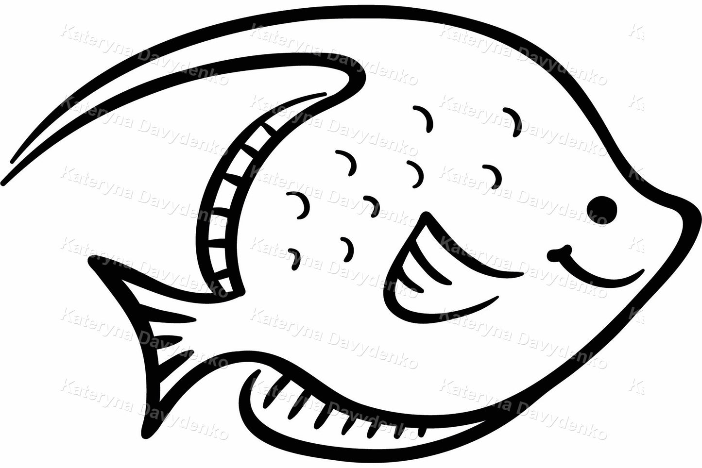 Set of cartoon sea animals. Ocean creatures outline clipart