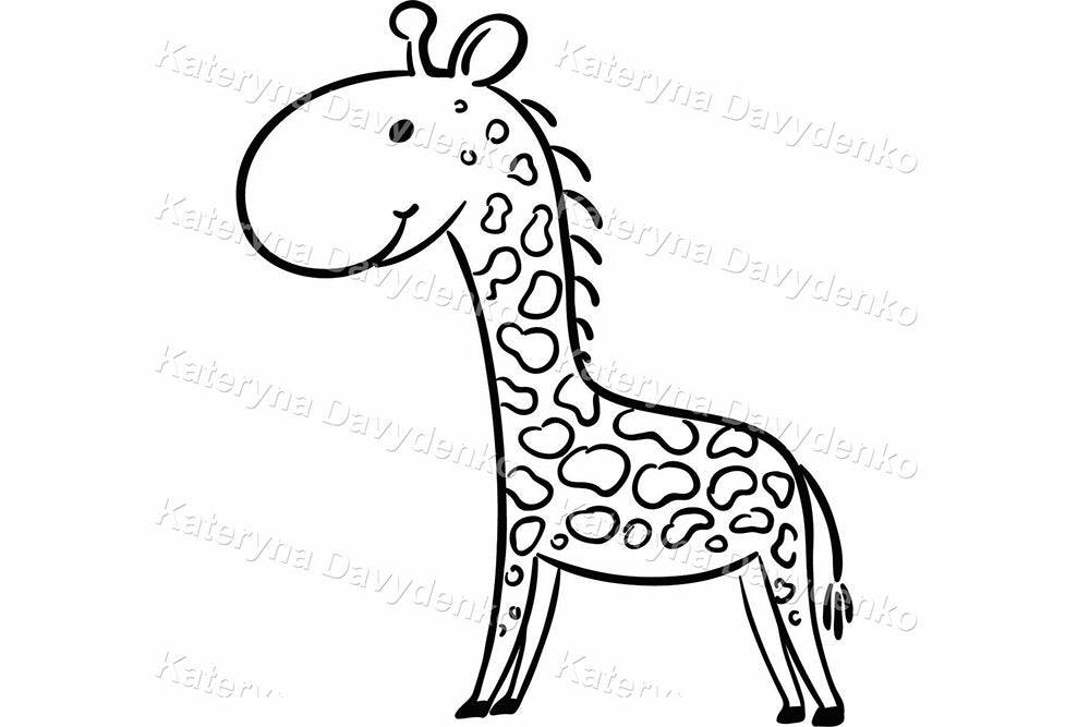 African Animals Outline Frame. Black and White Clipart Set