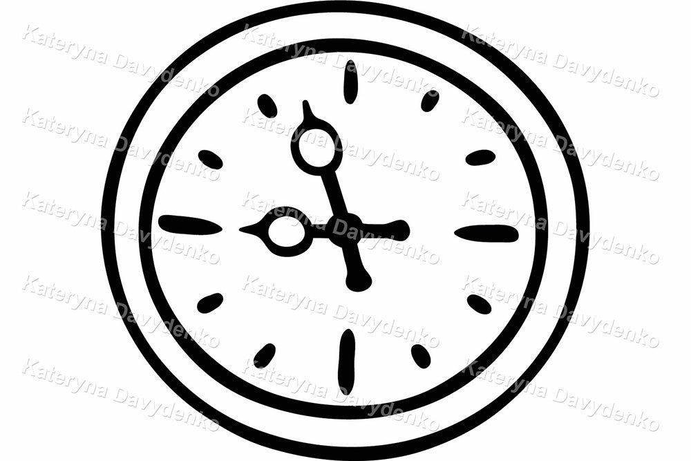 Cartoon Kindergarten Boy with Symbols – Black and White Educational Clipart