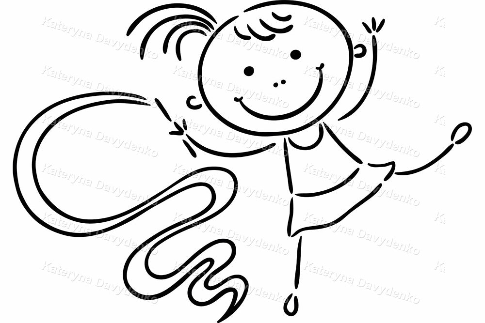 Kids Sports Outline Clipart. Fun Doodle Children Activities Set