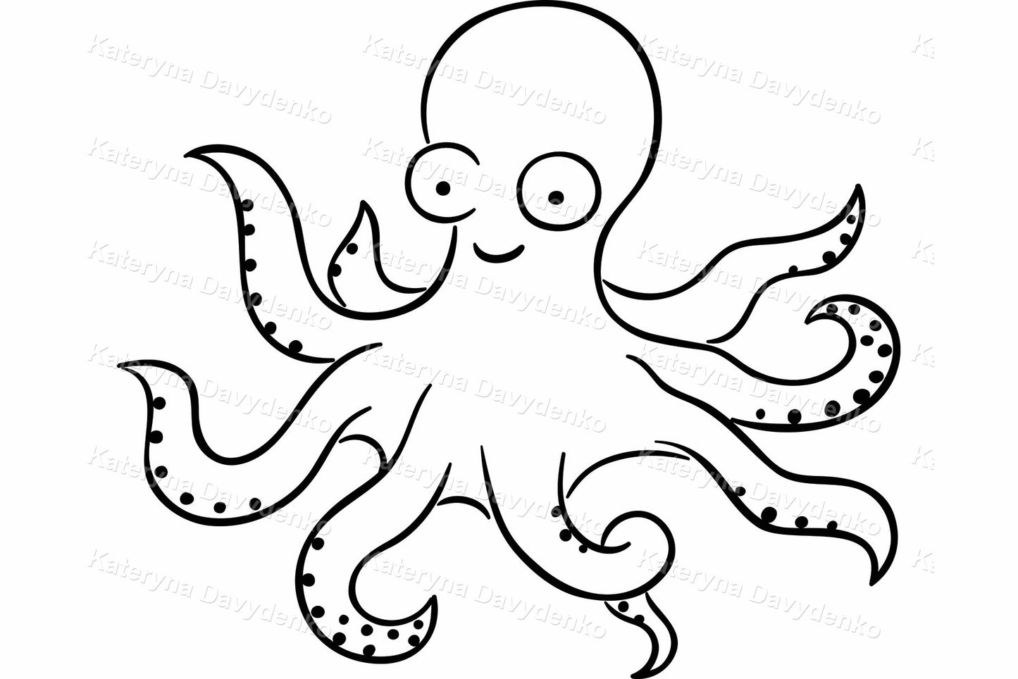 Set of cartoon sea animals. Ocean creatures outline clipart