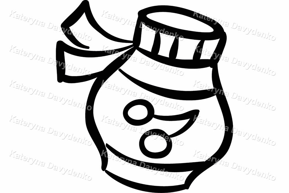 Boy with Groceries. Black and White Food Cartoon Clipart Set