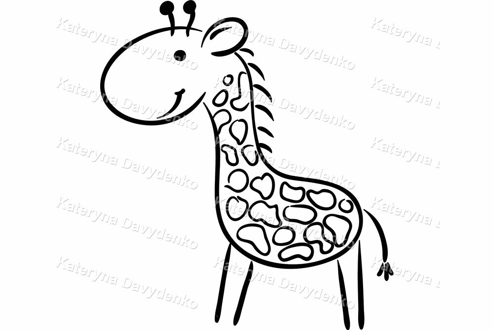 Line Art African Animals Clipart Set. Safari Outline