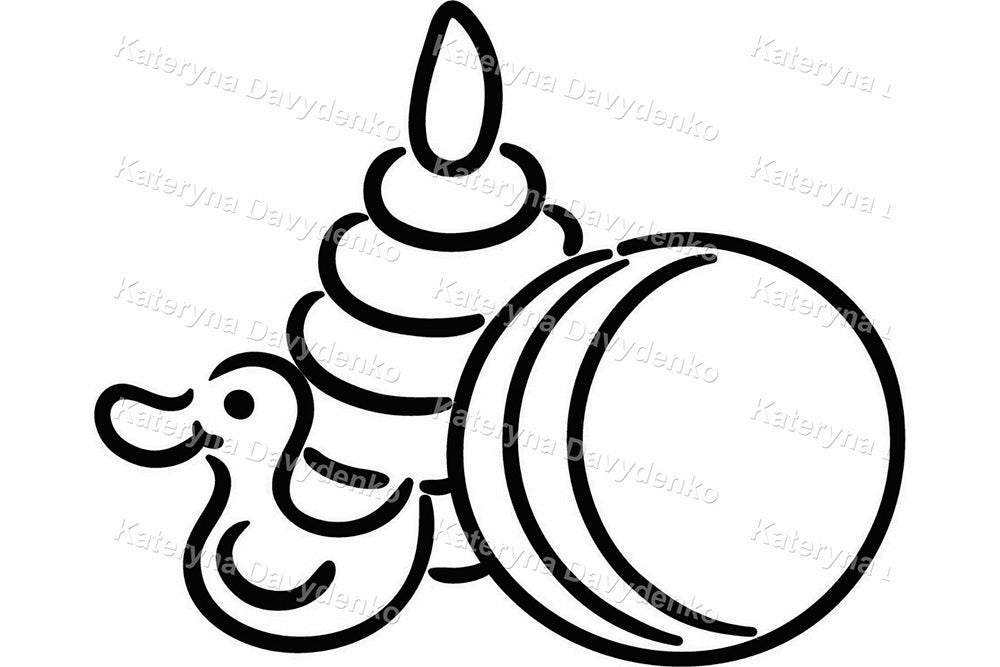 Stick Figure Baby Frame Black and White. Cute Outline Clipart Set