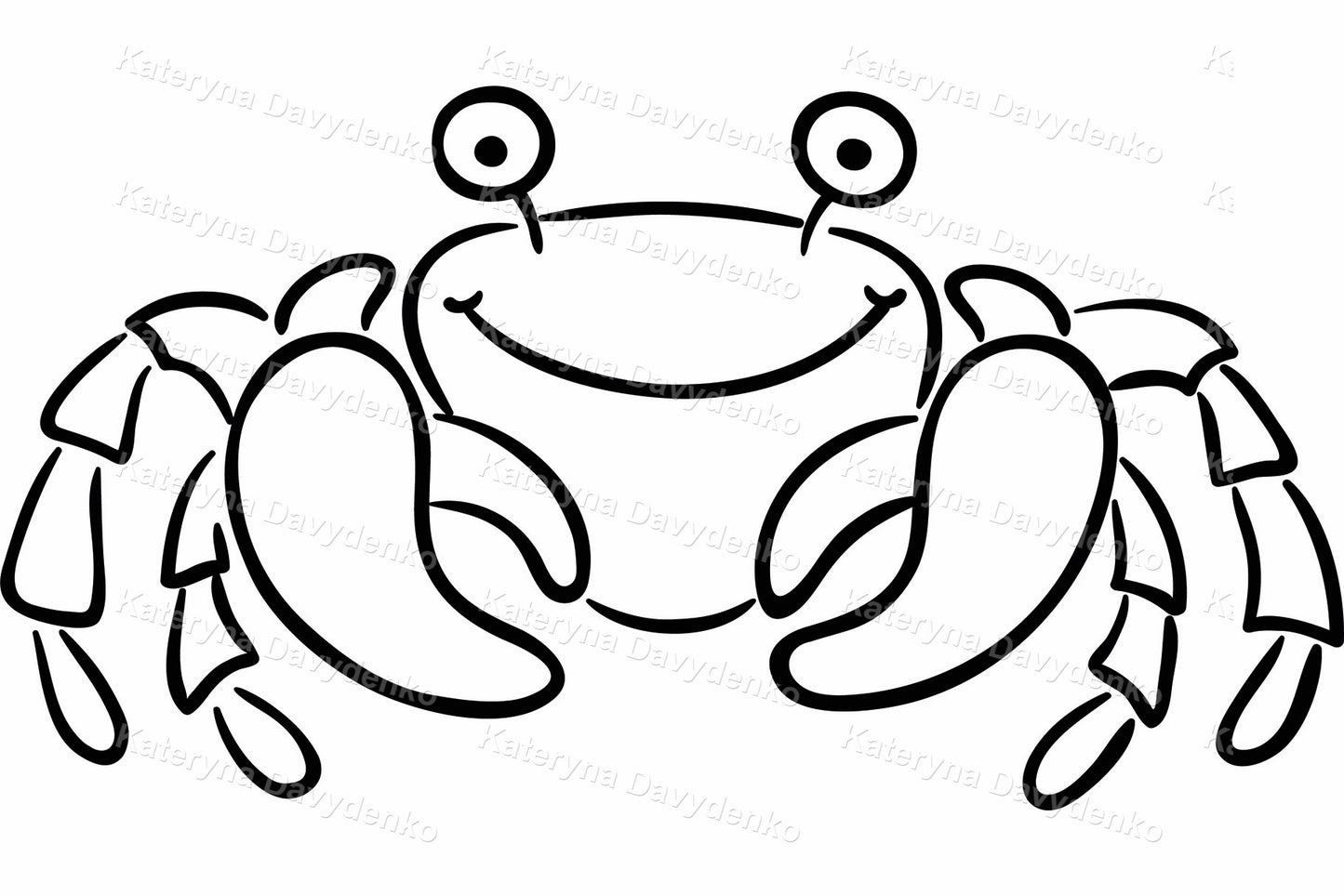 Set of cartoon sea animals. Ocean creatures outline clipart