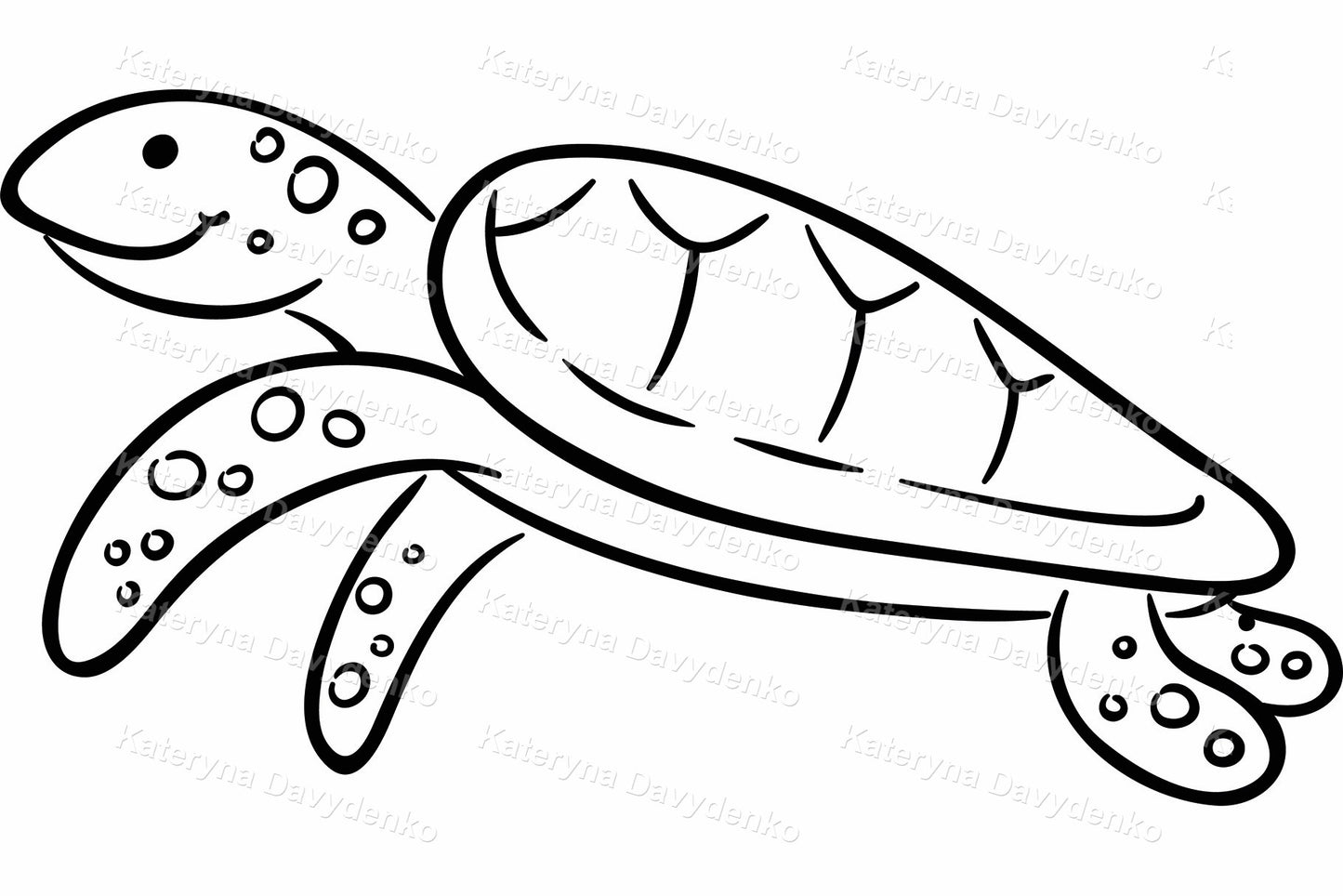 Set of cartoon sea animals. Ocean creatures outline clipart