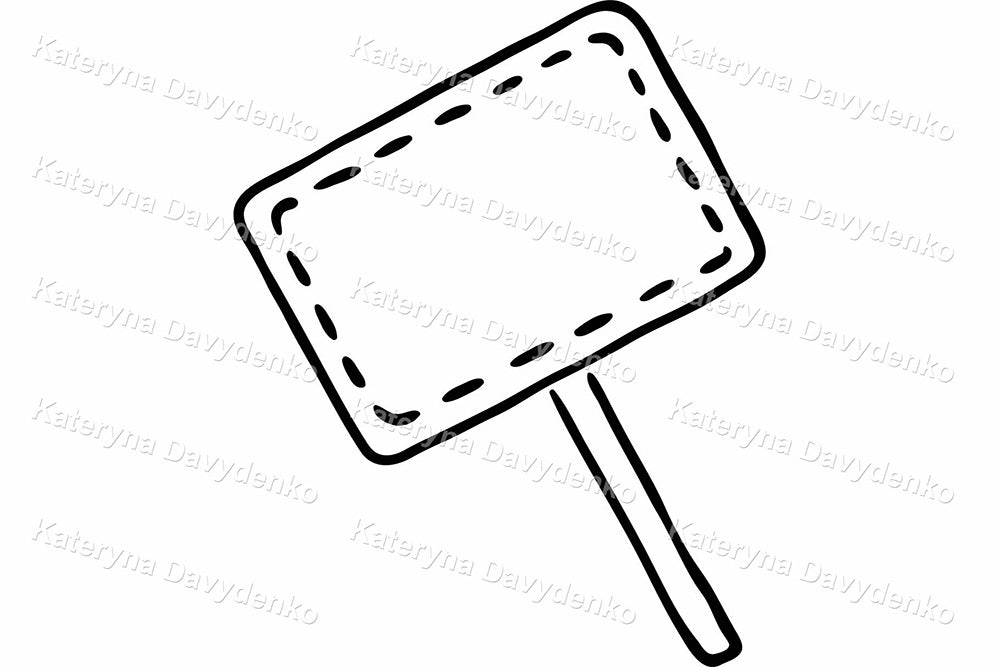 Cartoon Kindergarten Boy with Symbols – Black and White Educational Clipart