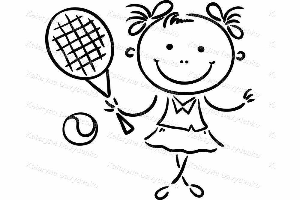 Kids Sports Outline Clipart. Fun Doodle Children Activities Set