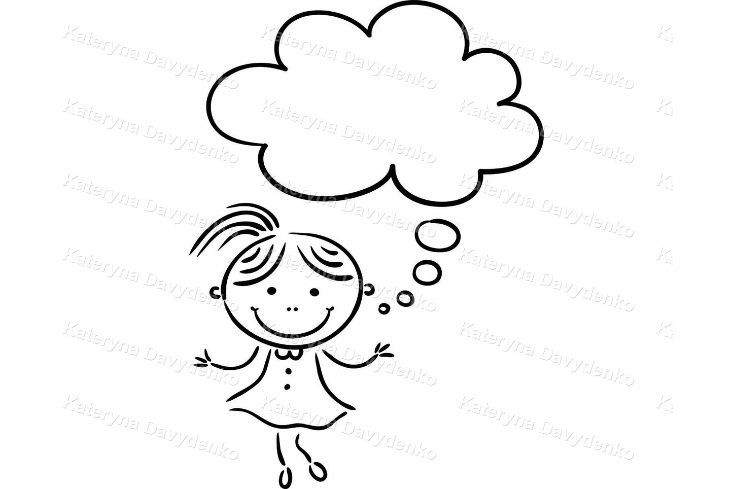 Speech bubbles kids clipart. Outline doodle set