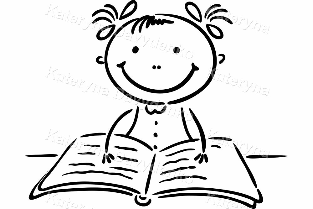 Black and White Girl Daily Routine – Doodle Vector Illustrations