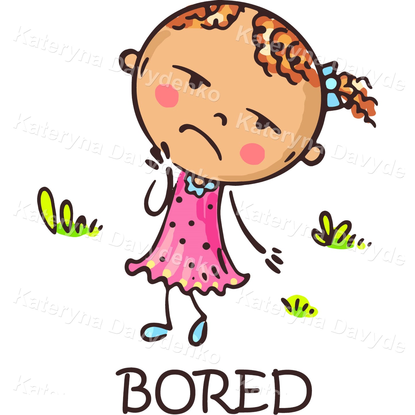 Kids emotions clipart set. Child different emotional expressions cartoon illustration