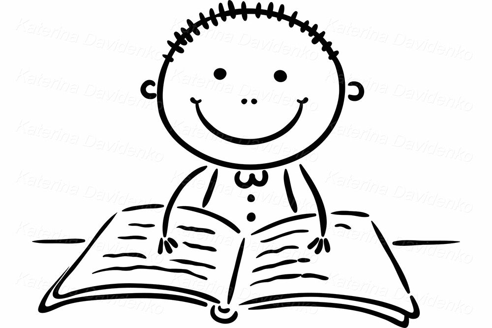 Boy Activities Clipart – Daily Routine Cartoon Black and White Set