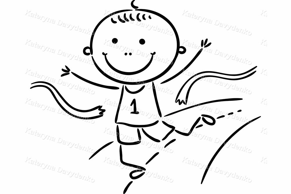 Kids Sports Outline Clipart. Fun Doodle Children Activities Set