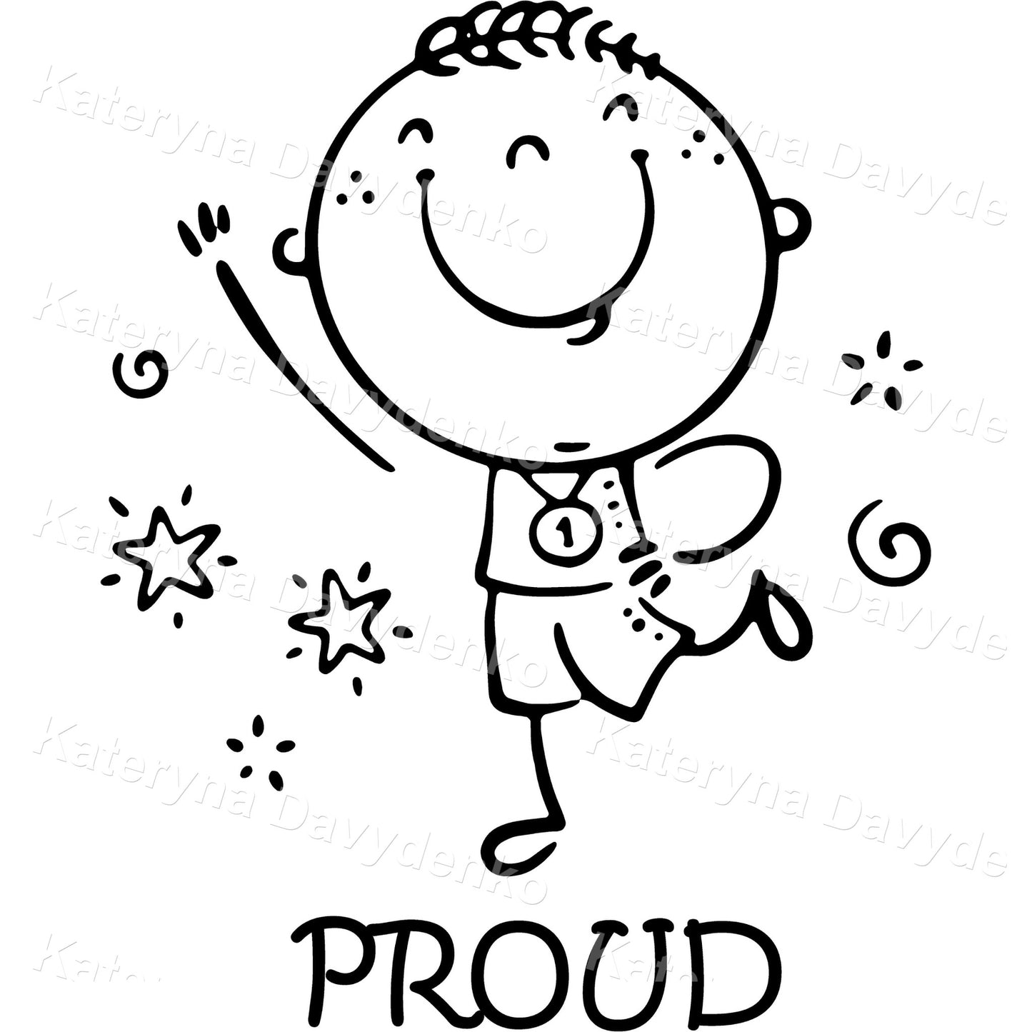 Black and white kids emotions clipart set. Educational feelings vector