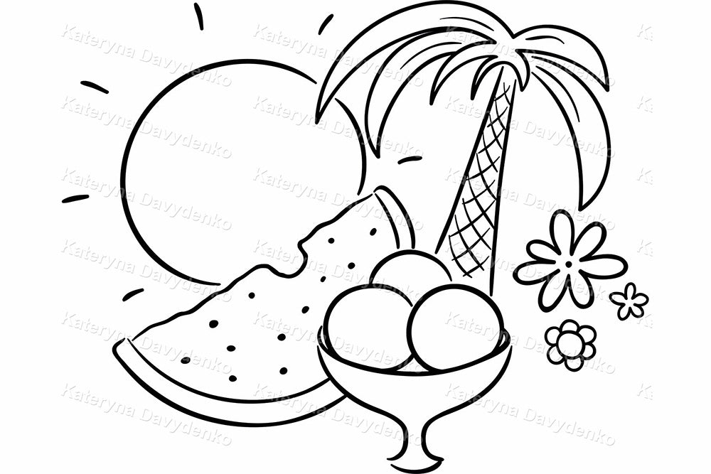 The four seasons in cartoon pictures. PNG SVG outline clipart