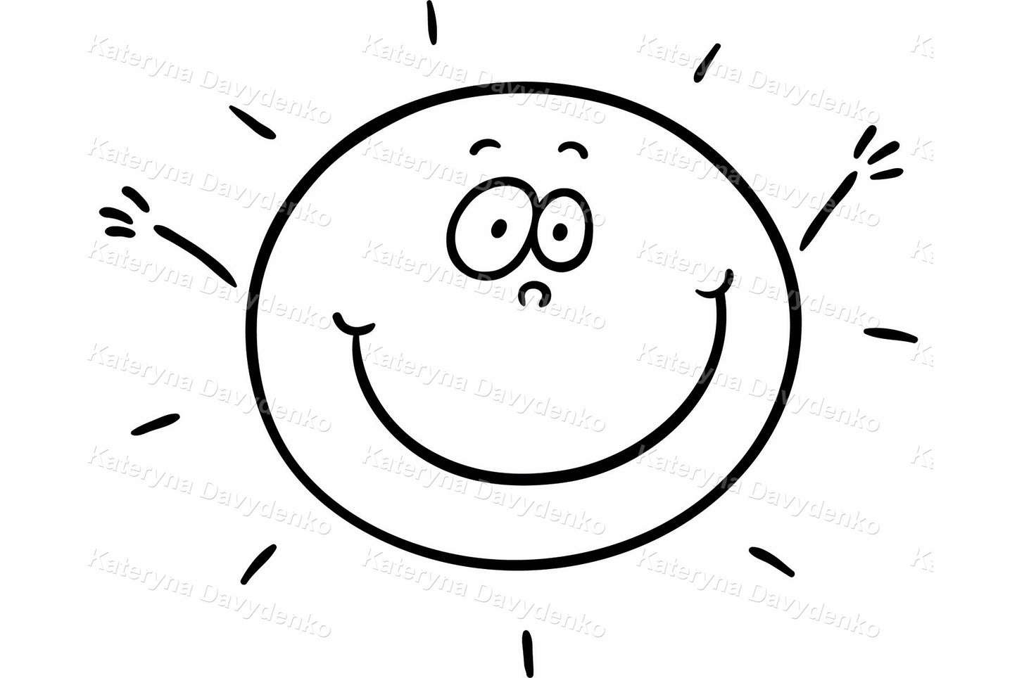 Set of cartoon moon, cloud and sun. Weather doodle outline clipart