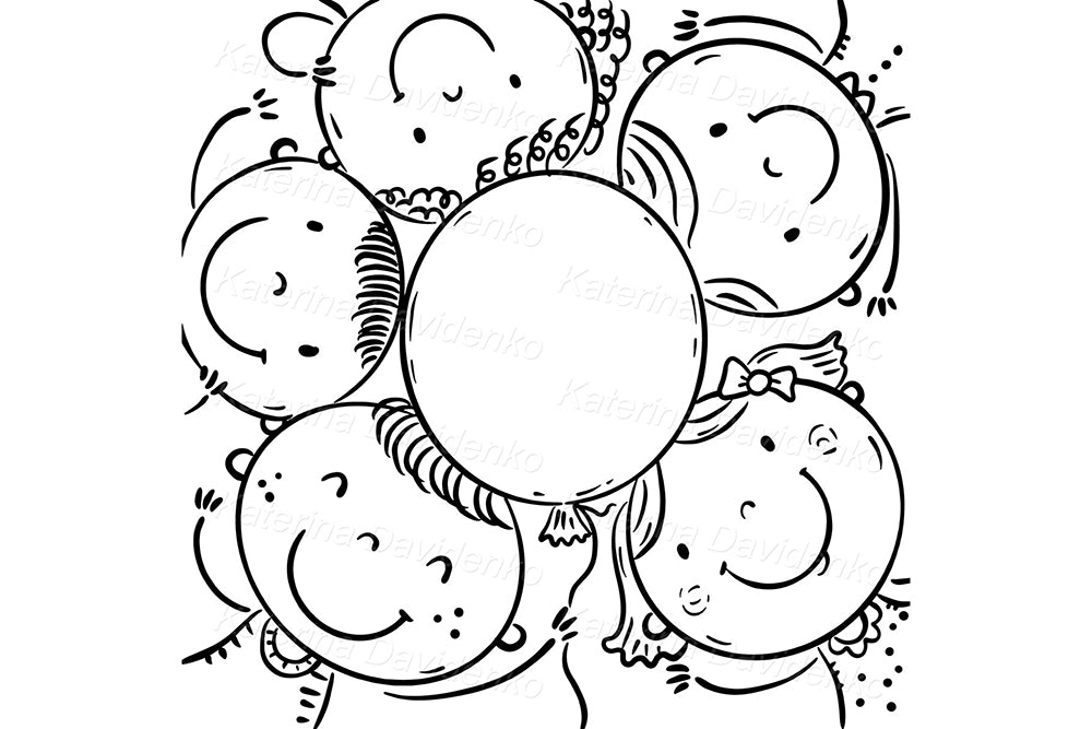 Happy kids faces cover, vector illustration, commercial use, instant download