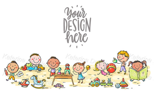 Kindergarten kids activities clipart or banner