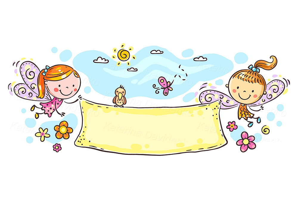 Banner clipart. Little fairies holding big banner