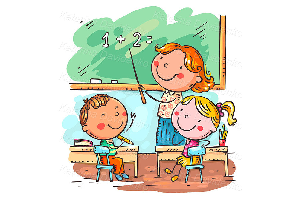 schoolkids and teacher vector illustration