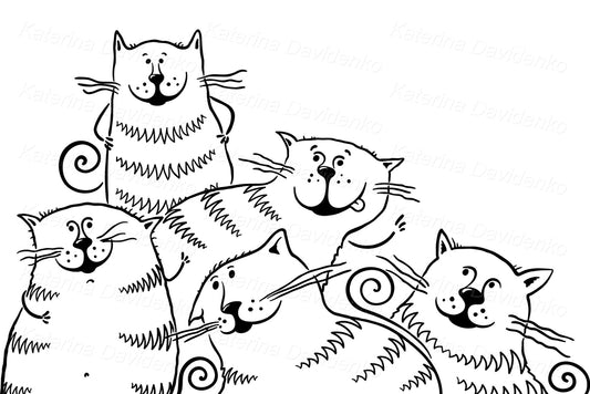 Funny cartoon cats