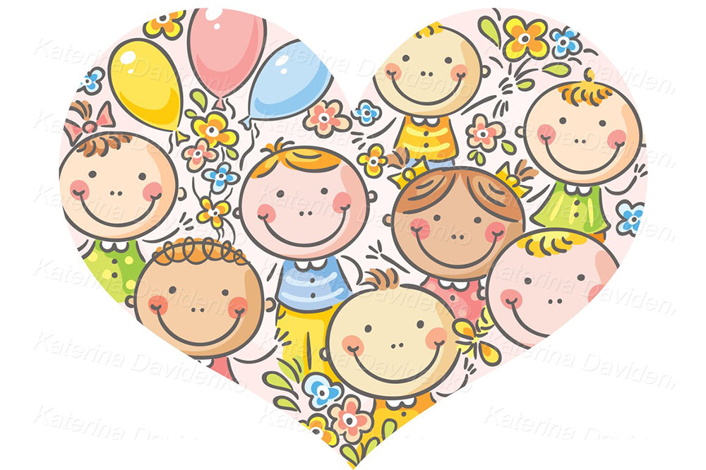 Kids frames and borders – 6 colorful cartoon illustrations for party invites, labels, scrapbooking