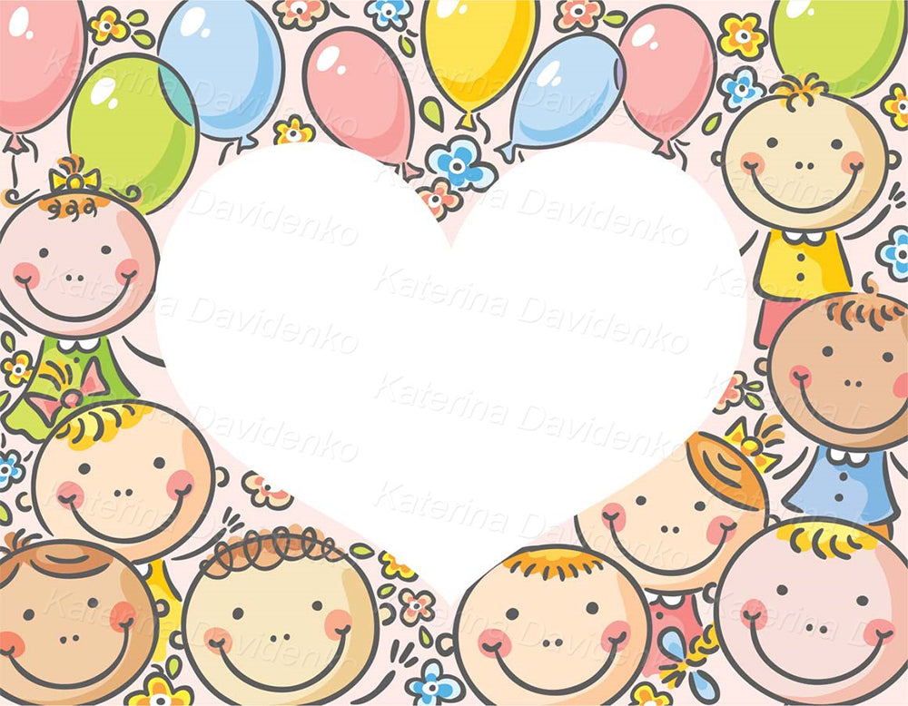 Kids frames and borders – 6 colorful cartoon illustrations for party invites, labels, scrapbooking