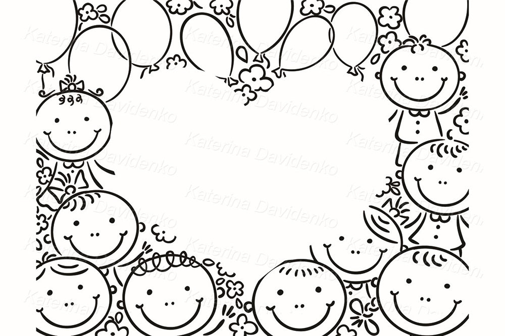 Kids frames and borders – 6 colorful cartoon illustrations for party invites, labels, scrapbooking