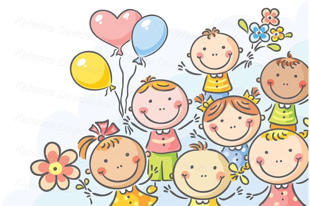 Kids frames and borders – 6 colorful cartoon illustrations for party invites, labels, scrapbooking