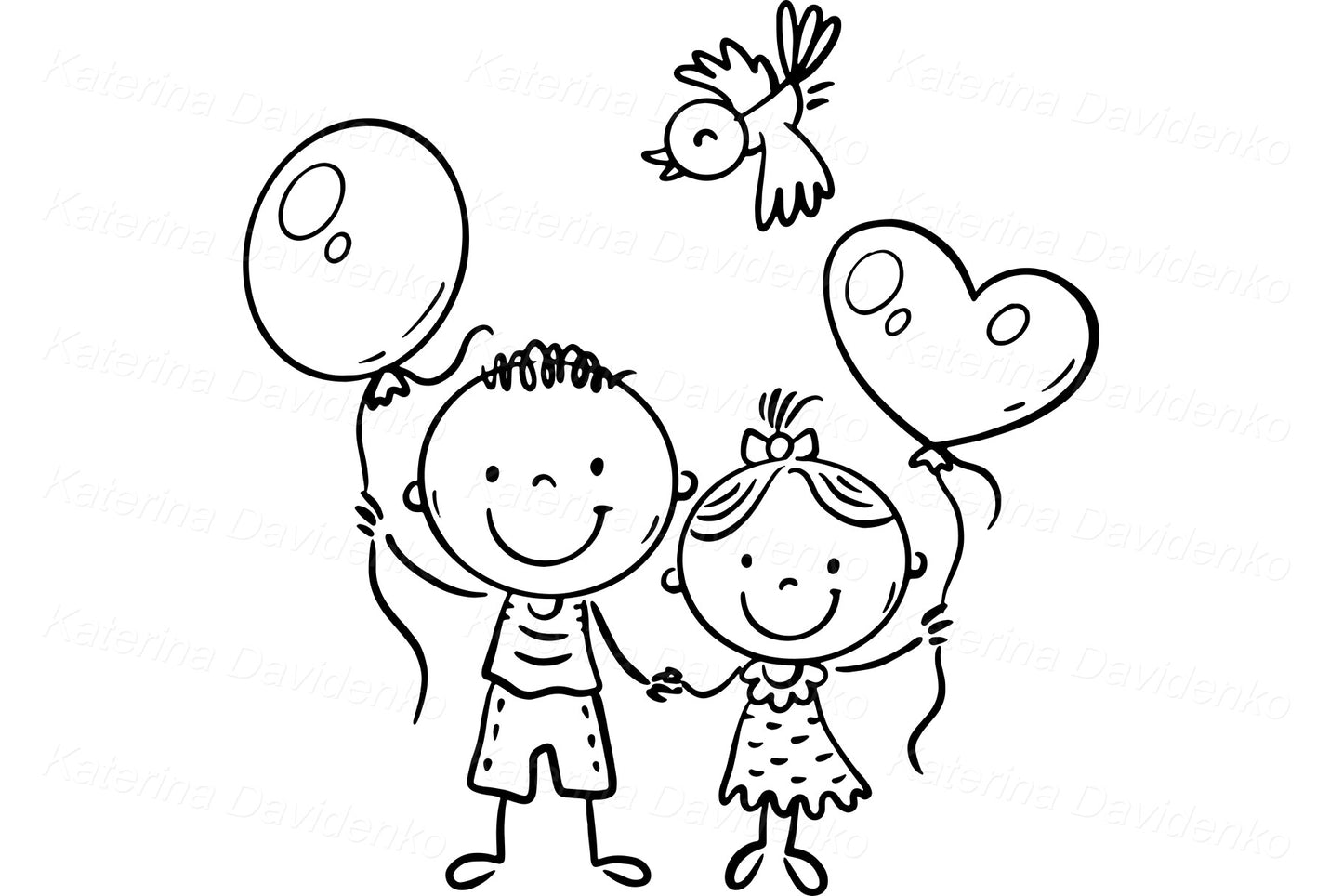 Birthday Party Kids Clipart – Cute Hand-Drawn Celebration Set
