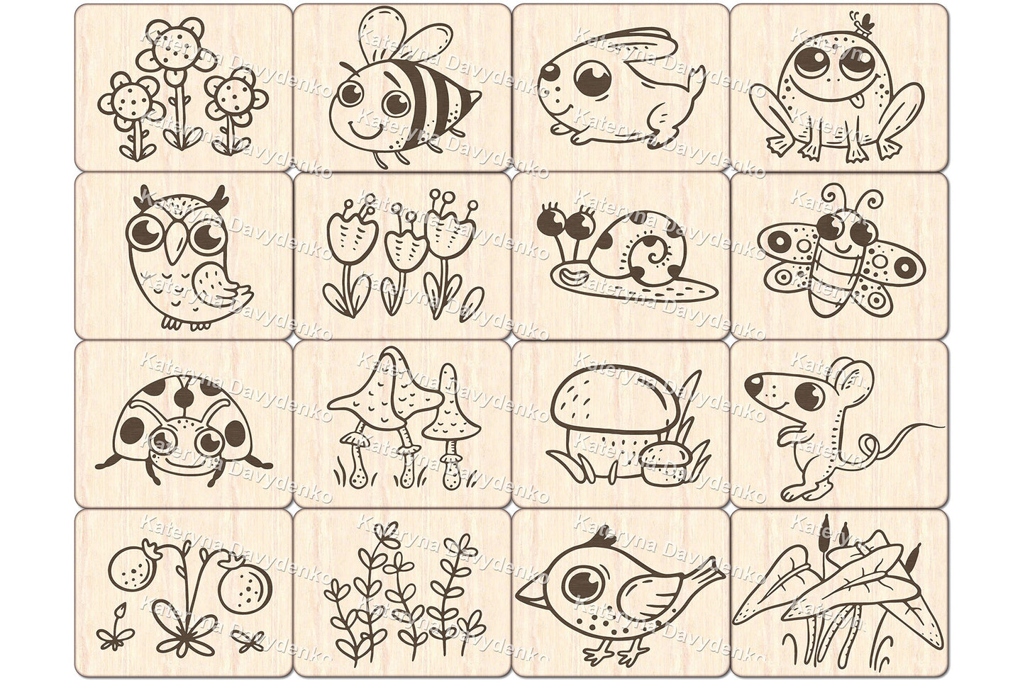 DIY Coloring Memory Game. Laser Cut Wooden Tiles. Kids Craft Activity